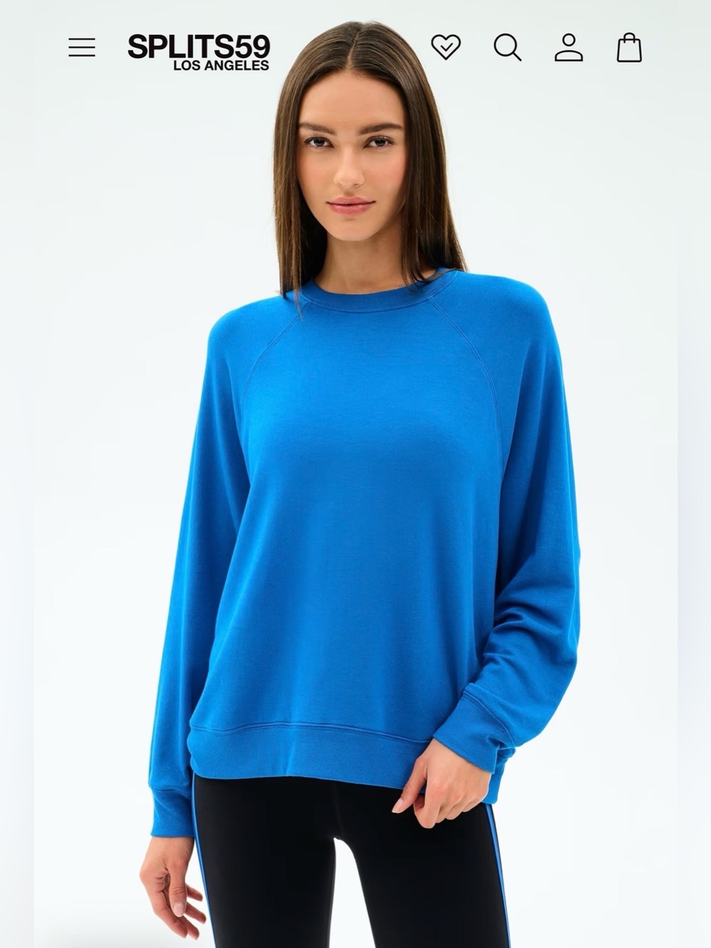 NWT - splits59 Sold Out XS Andie Bright Blue Crewneck Sweatshirt